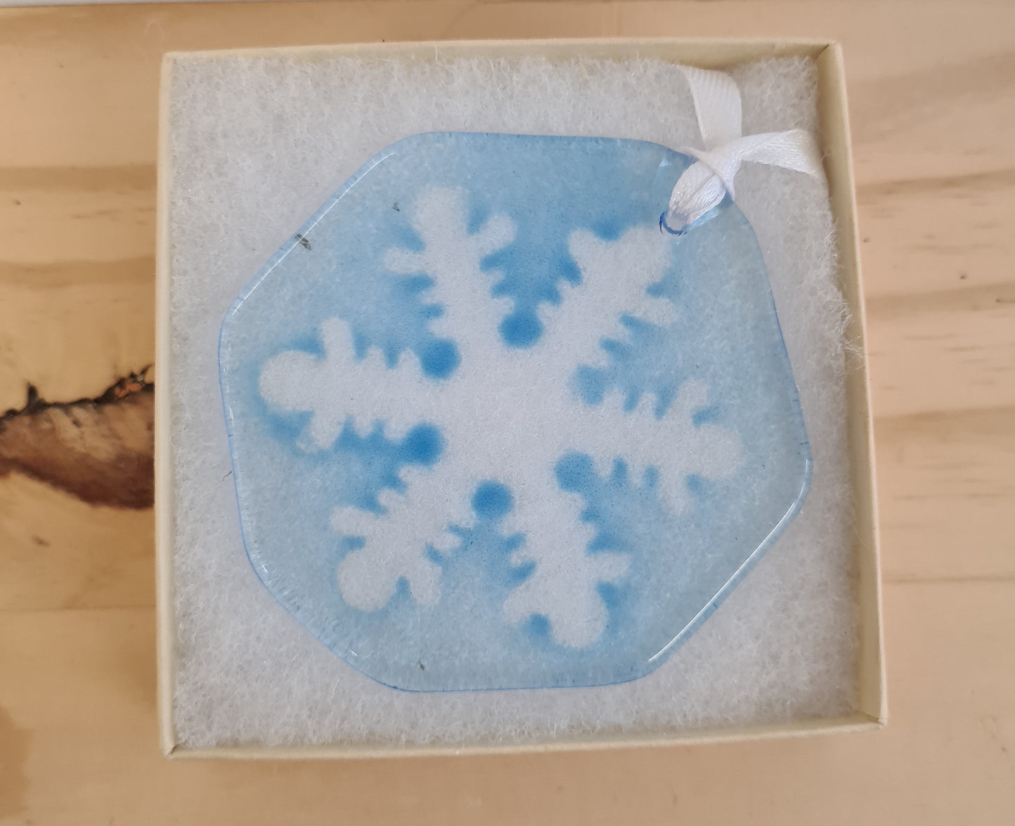 Blue Whimsical Hanging Ghost Snowflake Ornament