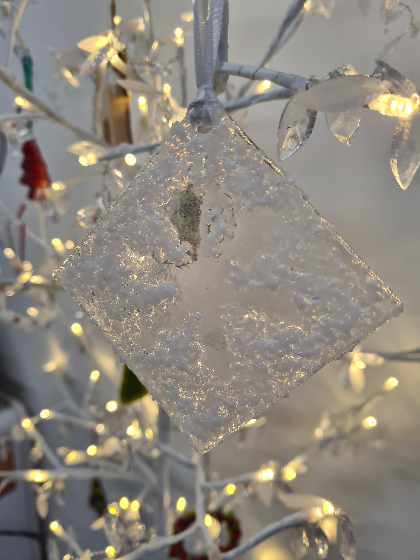 Textured Hanging Ghost Snowflake Ornament