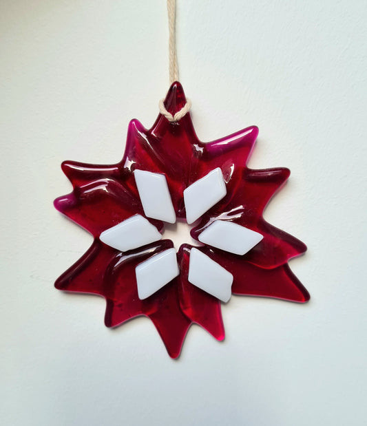 Poinsettia Christmas Flower Hanging Ornament