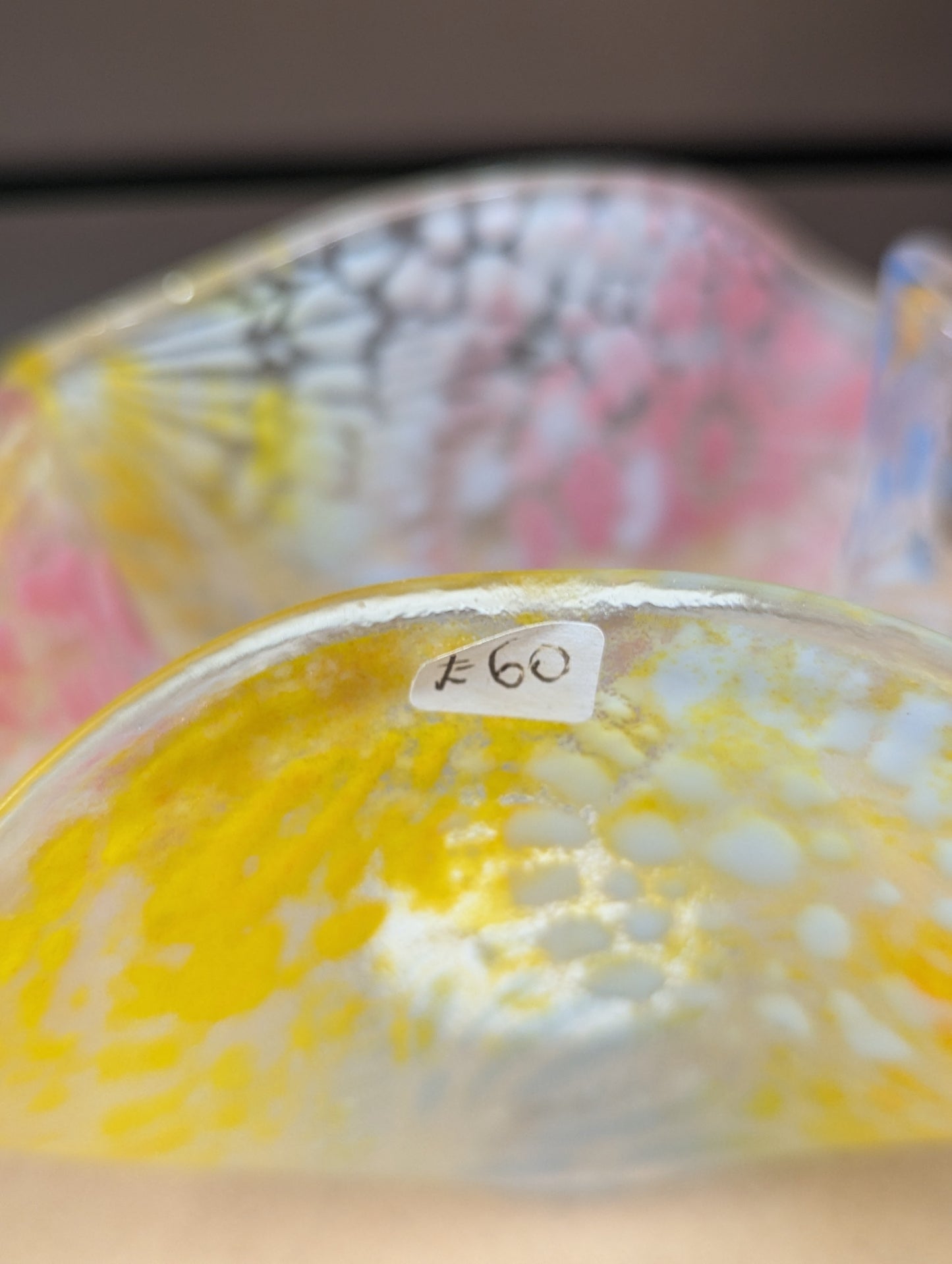 Colourful stencil fused glass candle holder