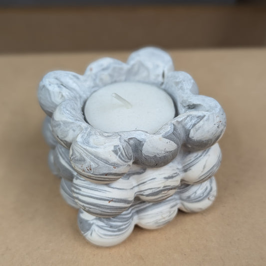 Marbled jesmonite candle holder