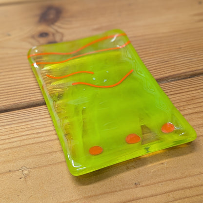 Funky green fused glass soap dish