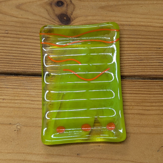 Funky green fused glass soap dish