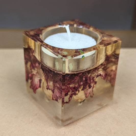 Infused carnation resin candle holder